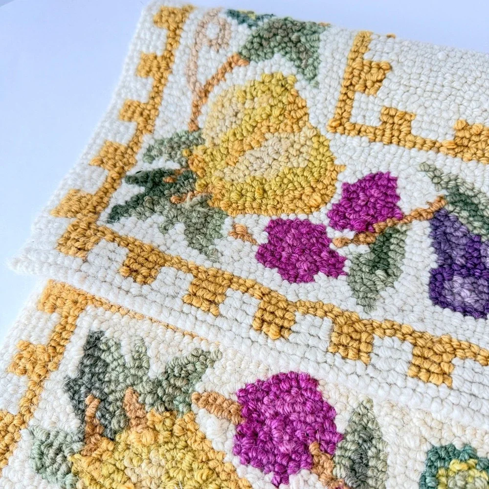 Wool  Hooked‎ Rug 2'x3' Gold Fruit